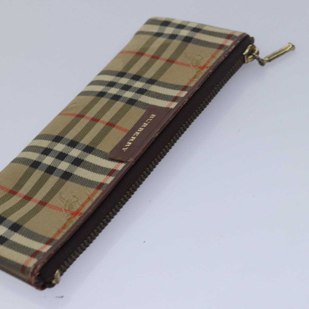 BURBERRY Nova Check Pouch Canvas 3Set Beige Navy Auth yk13612