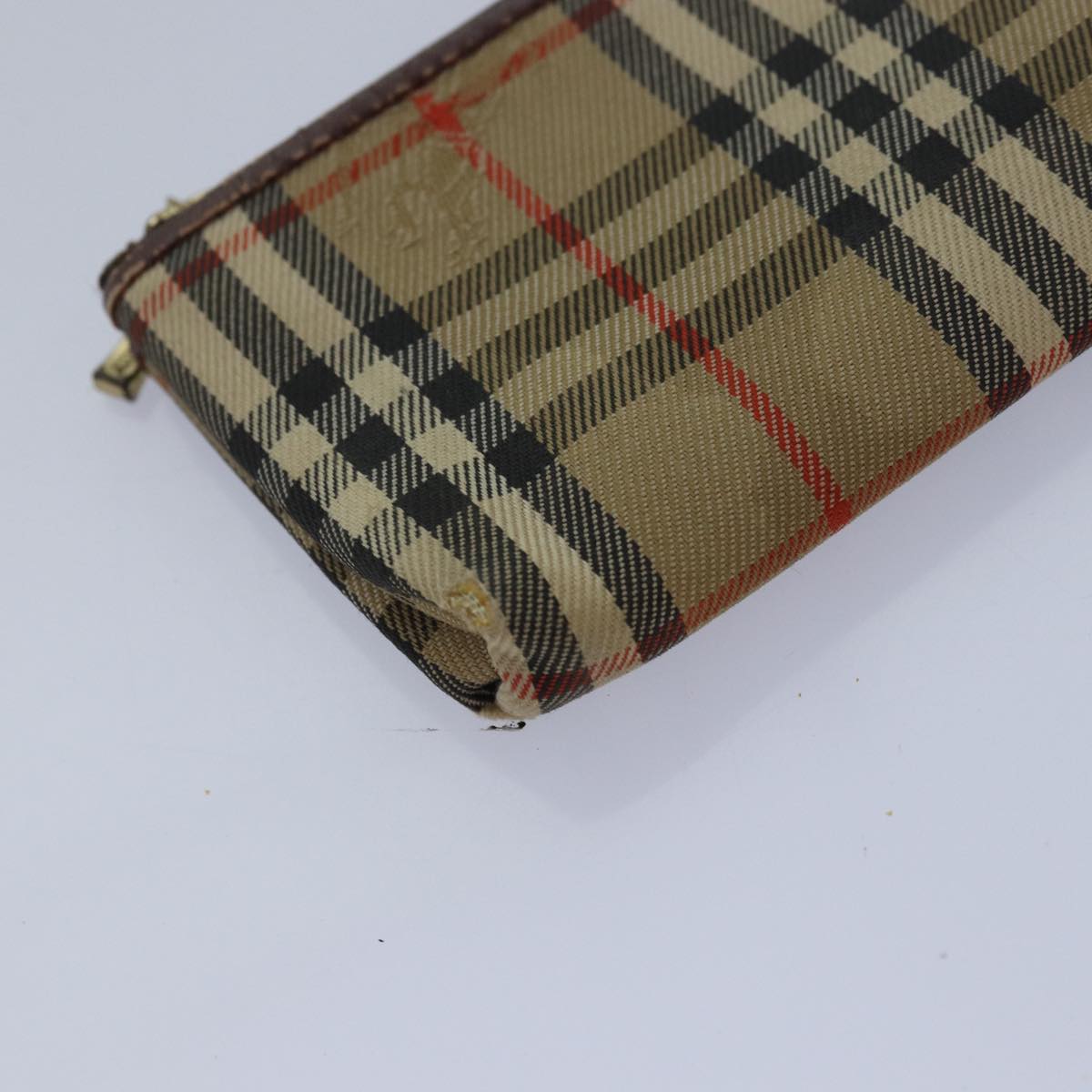 BURBERRY Nova Check Pouch Canvas 3Set Beige Navy Auth yk13612