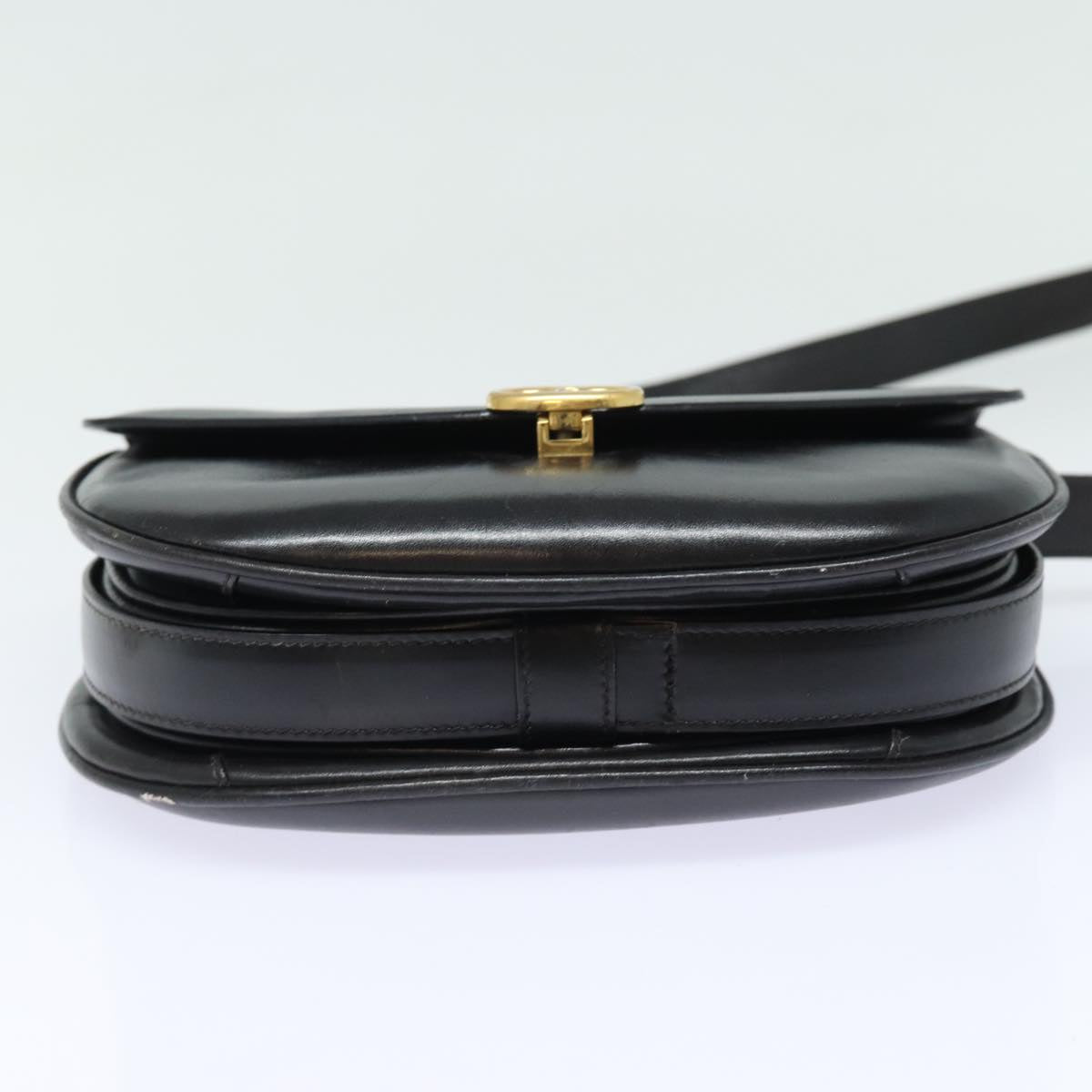 CELINE Shoulder Bag Leather Black Auth yk13626