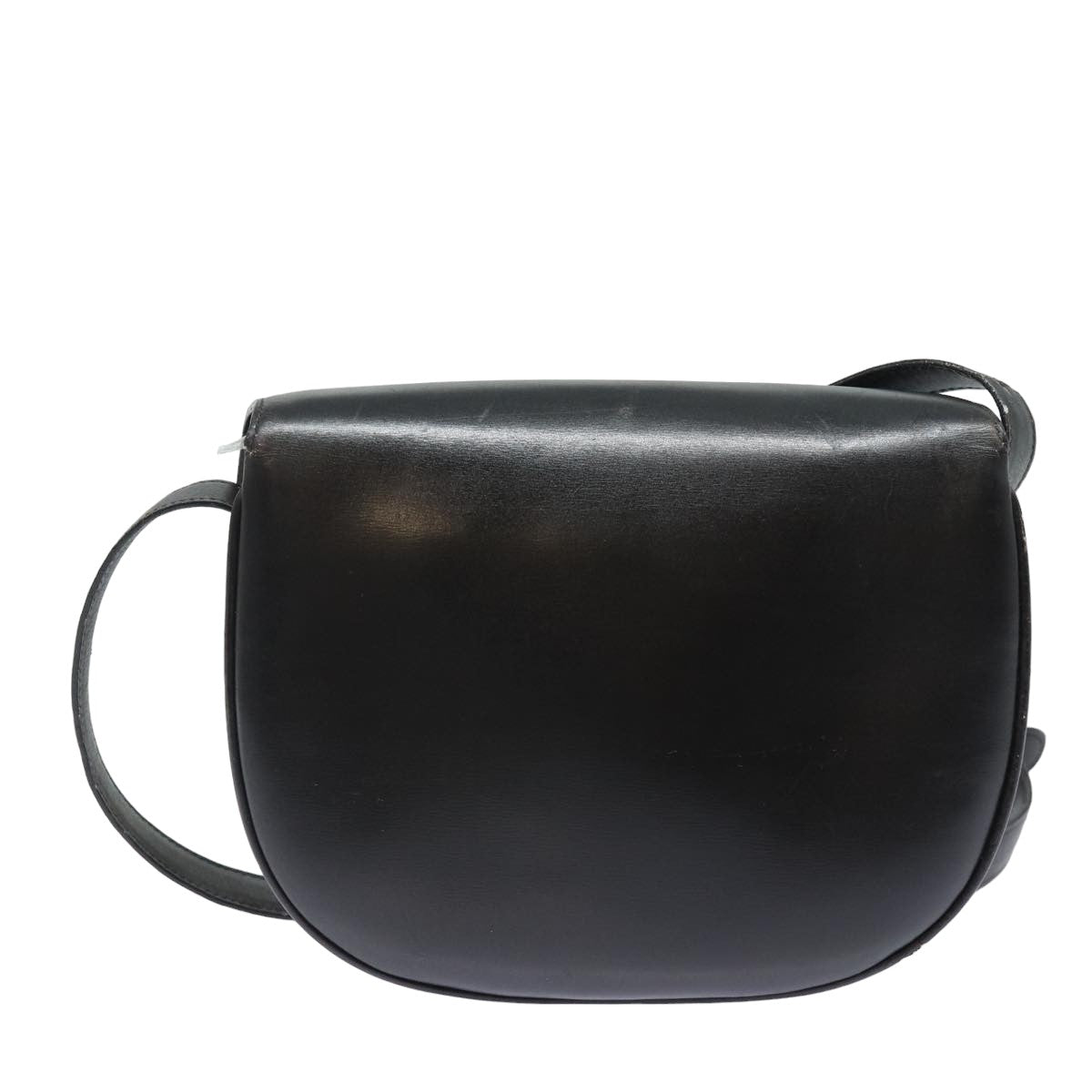 CELINE Shoulder Bag Leather Black Auth yk13626