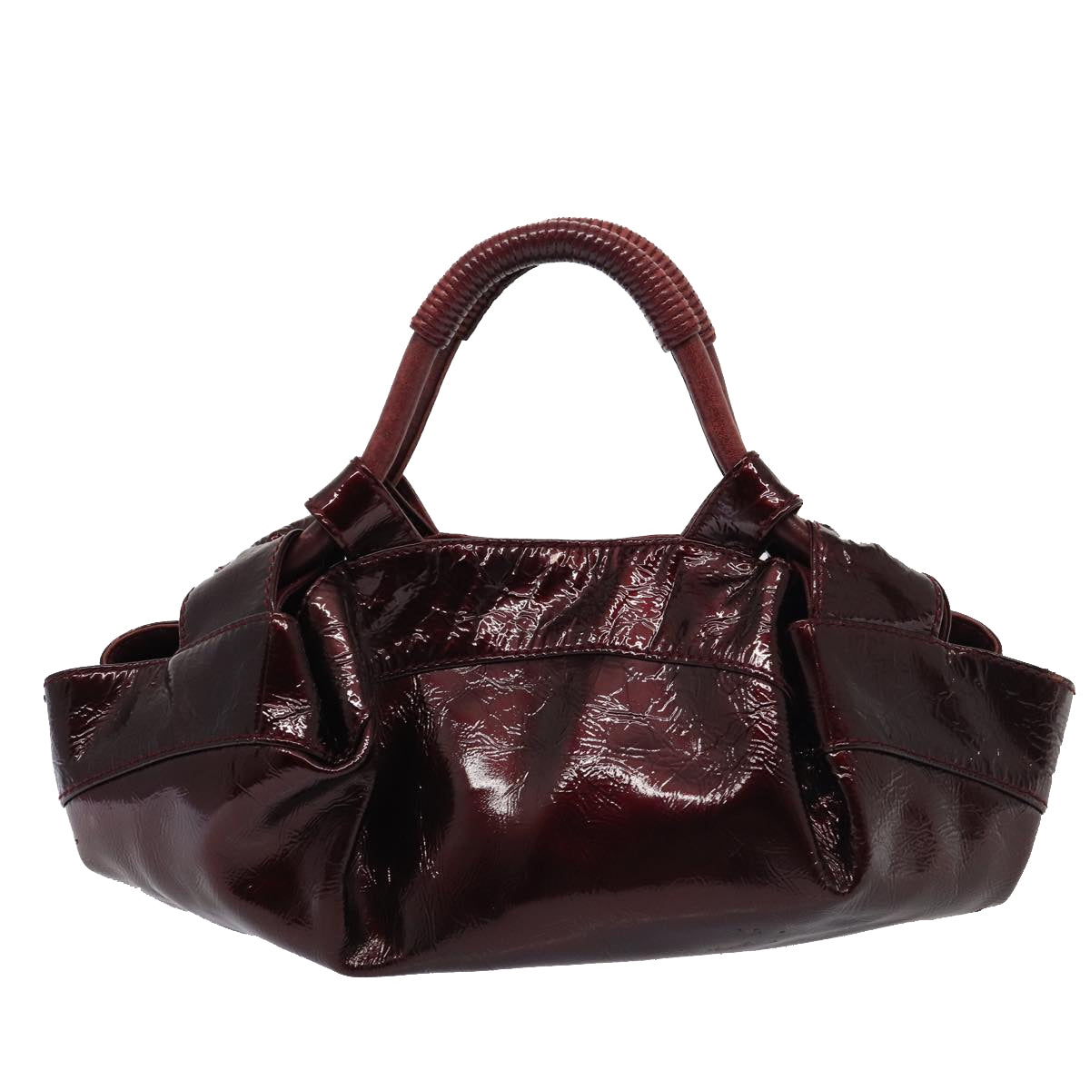 LOEWE Nappa Aire Hand Bag Enamel Wine Red Auth yk13629 - 0