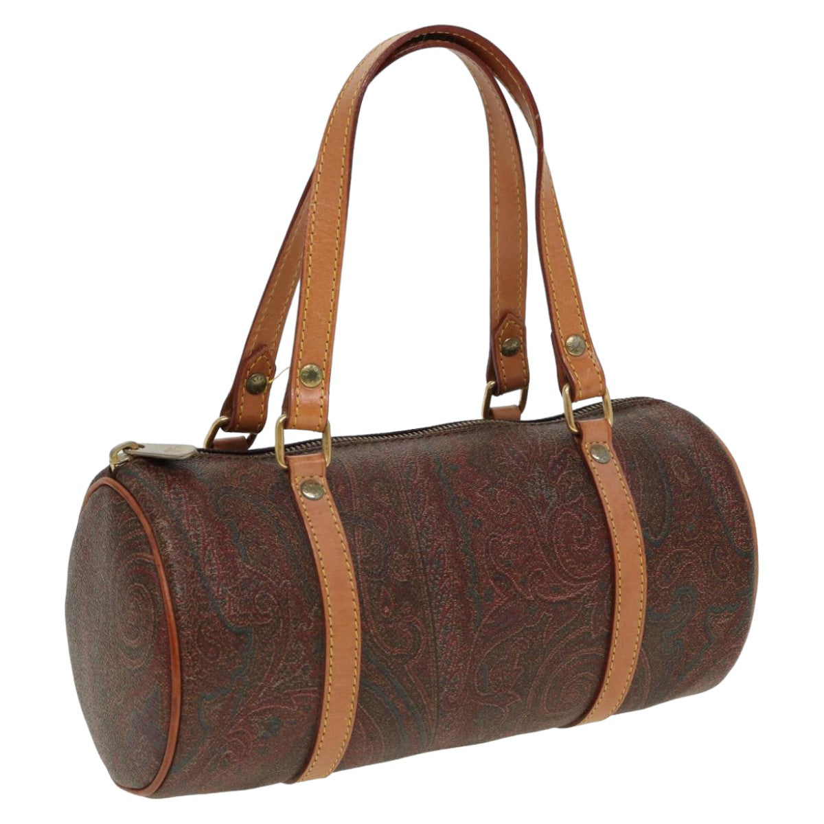 ETRO Paisley Hand Bag PVC Leather Brown Auth yk13636