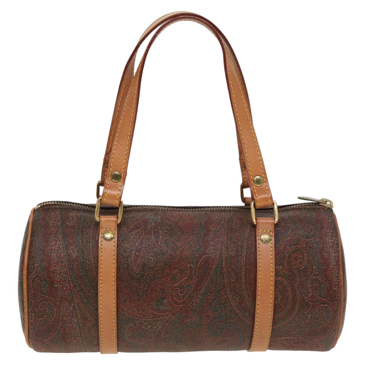 ETRO Paisley Hand Bag PVC Leather Brown Auth yk13636 - 0