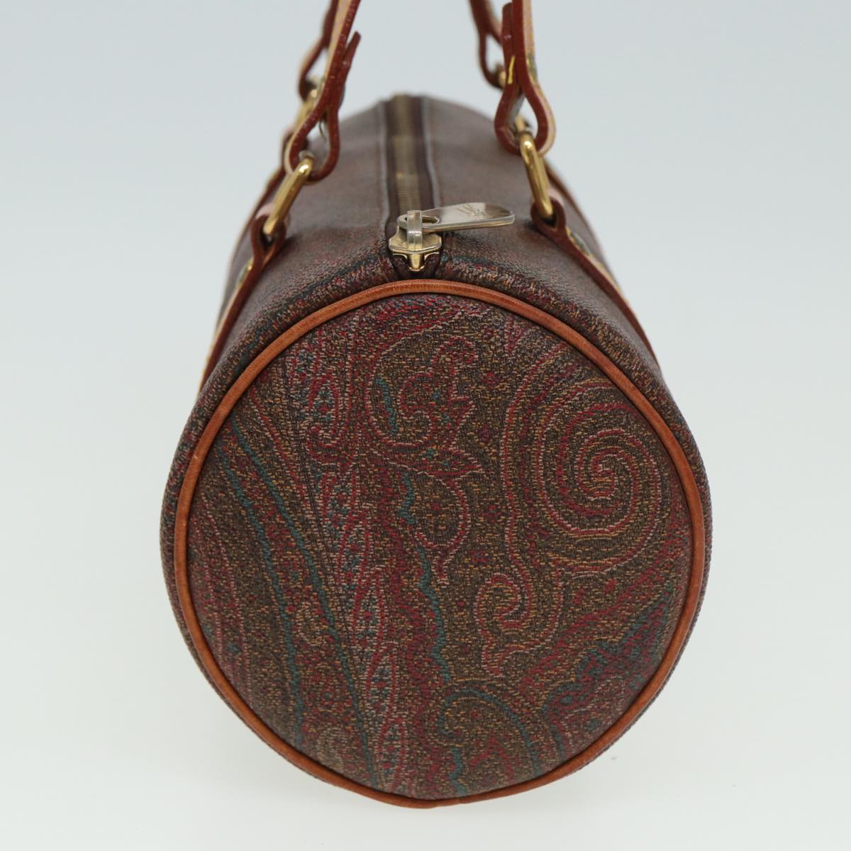 ETRO Paisley Hand Bag PVC Leather Brown Auth yk13636