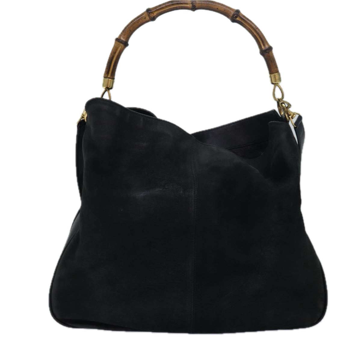 GUCCI Bamboo Hand Bag Suede 2way Black 001 14 1577 Auth yk13644 - 0