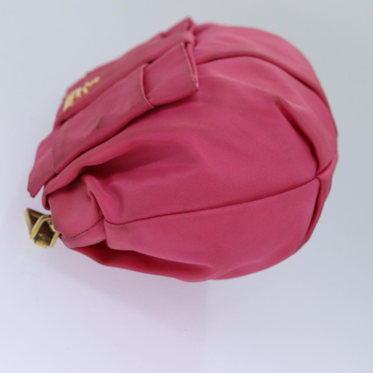 PRADA Ribbon Pouch Nylon Pink Pink Auth yk13651