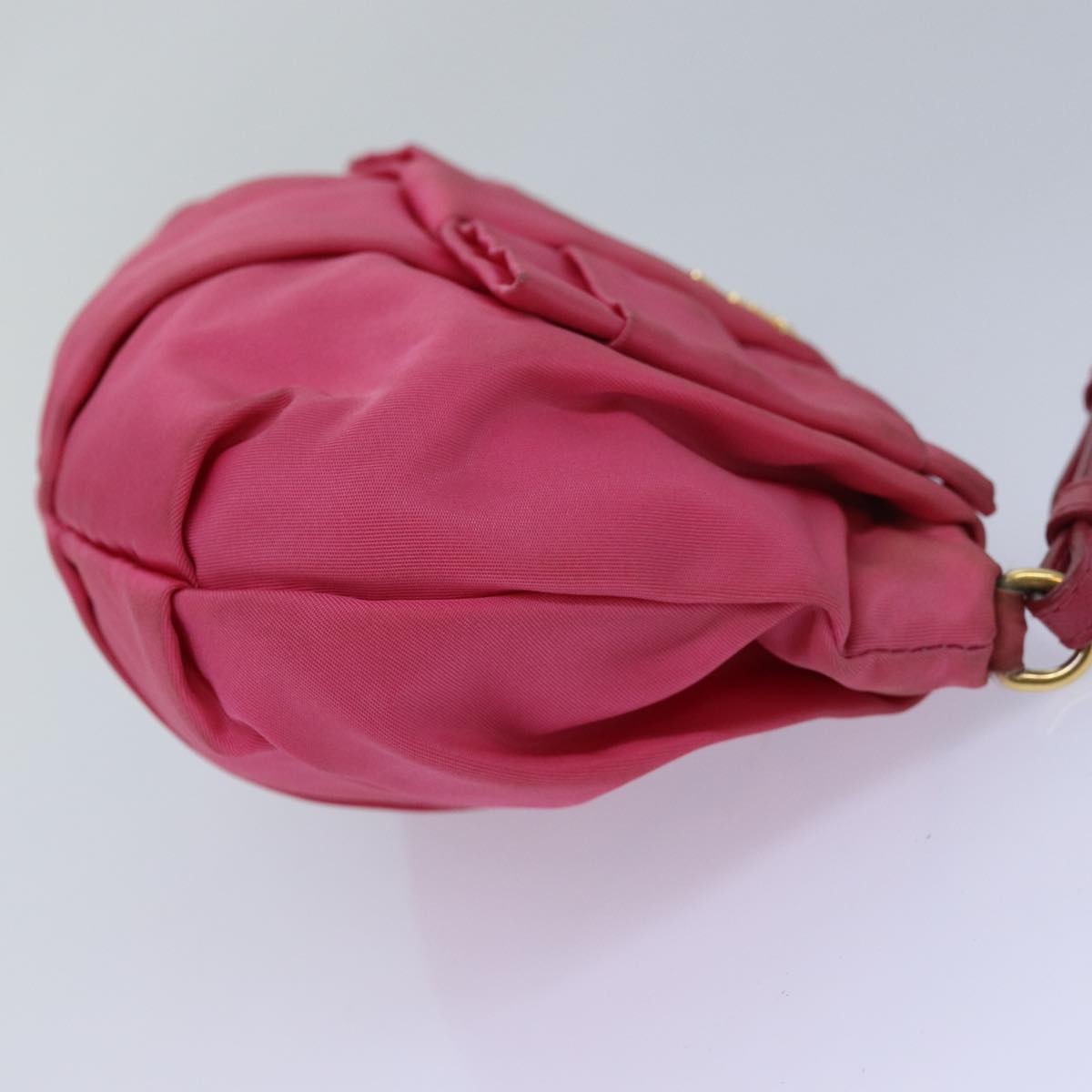 PRADA Ribbon Pouch Nylon Pink Pink Auth yk13651