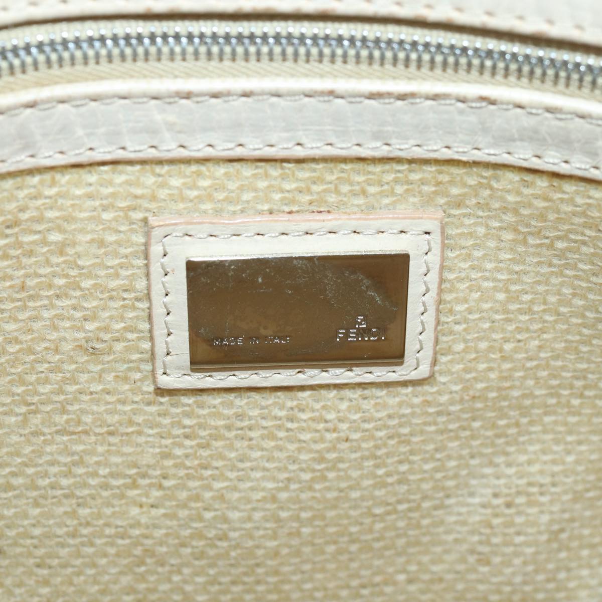 FENDI Hand Bag Vinyl Beige Auth yk13660