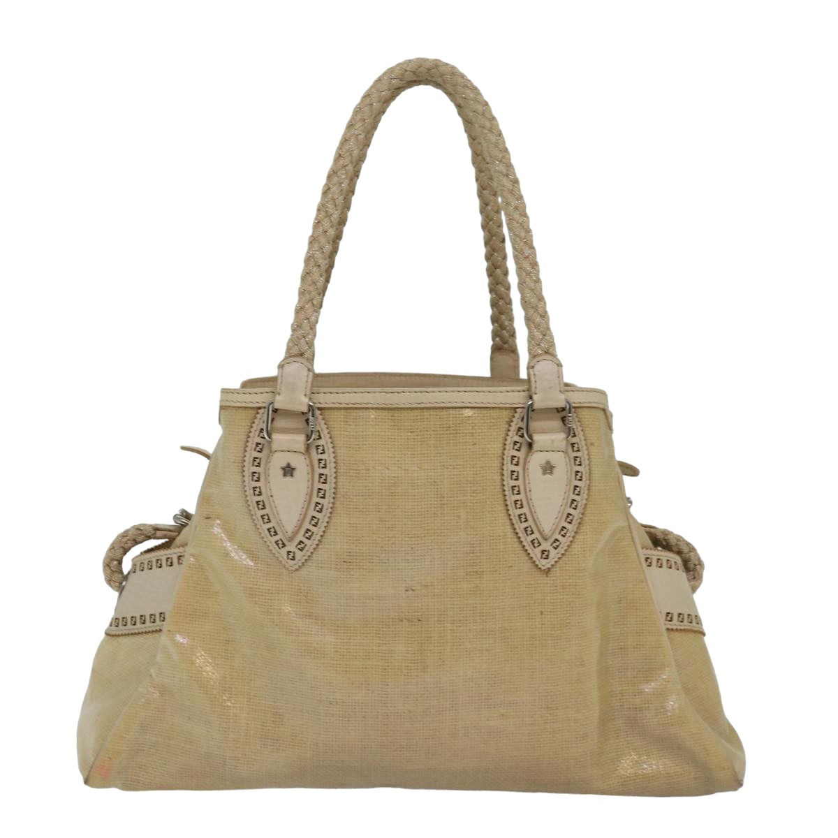 FENDI Hand Bag Vinyl Beige Auth yk13660 - 0