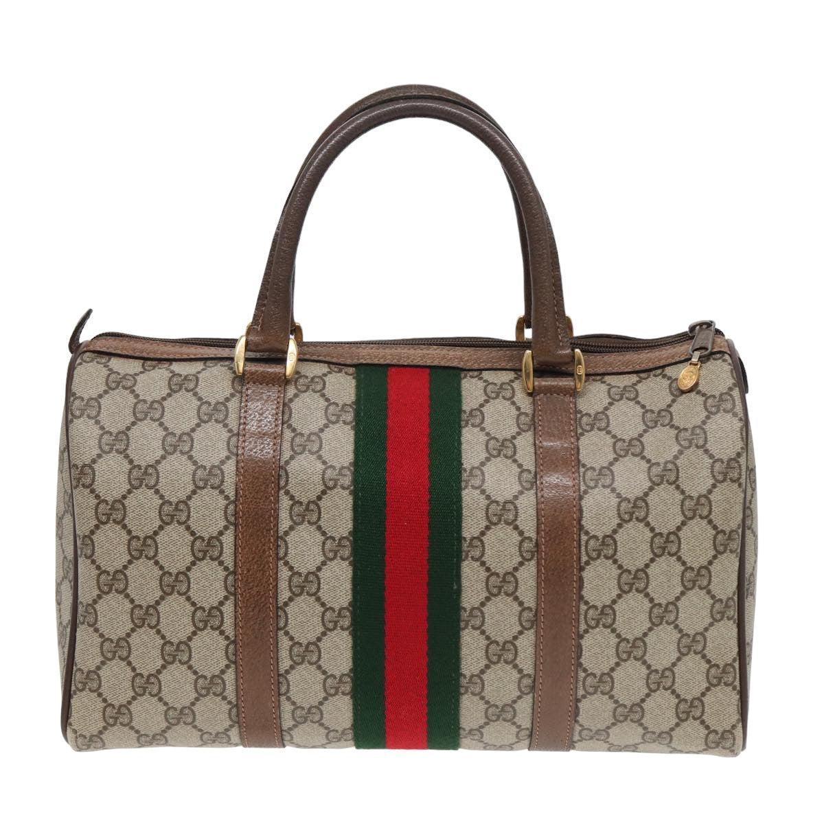 GUCCI GG Supreme Web Sherry Line Boston Bag PVC Beige 24 02 007 Auth yk13661