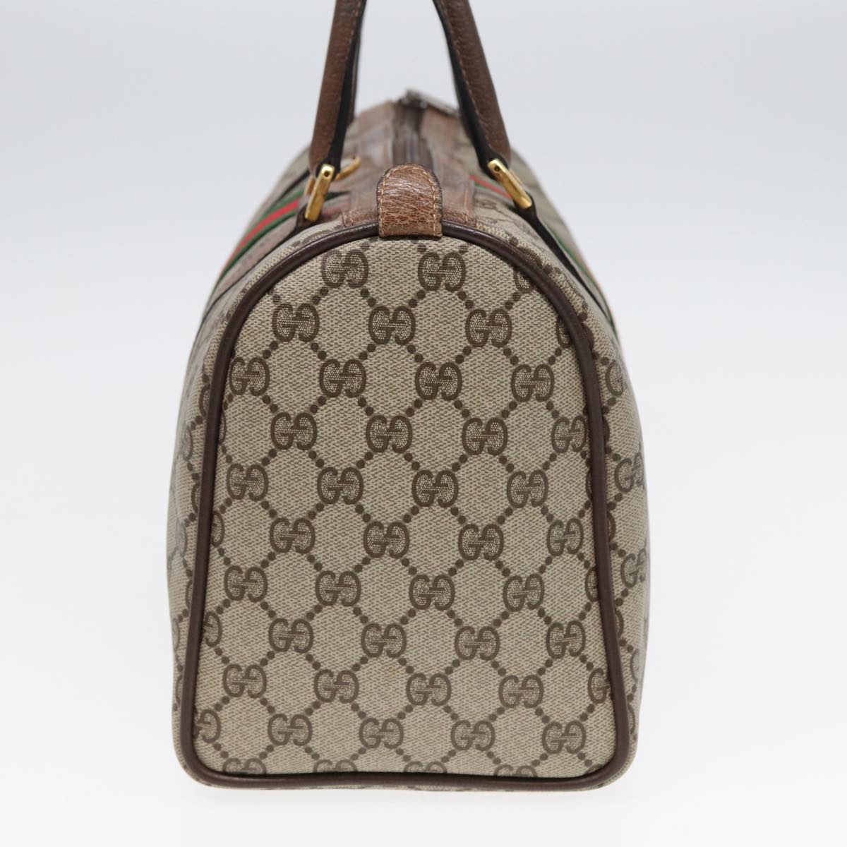 GUCCI GG Supreme Web Sherry Line Boston Bag PVC Beige 24 02 007 Auth yk13661