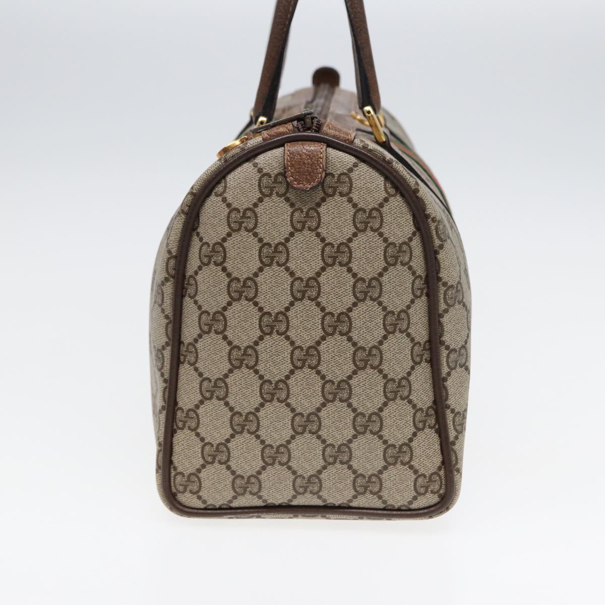 GUCCI GG Supreme Web Sherry Line Boston Bag PVC Beige 24 02 007 Auth yk13661