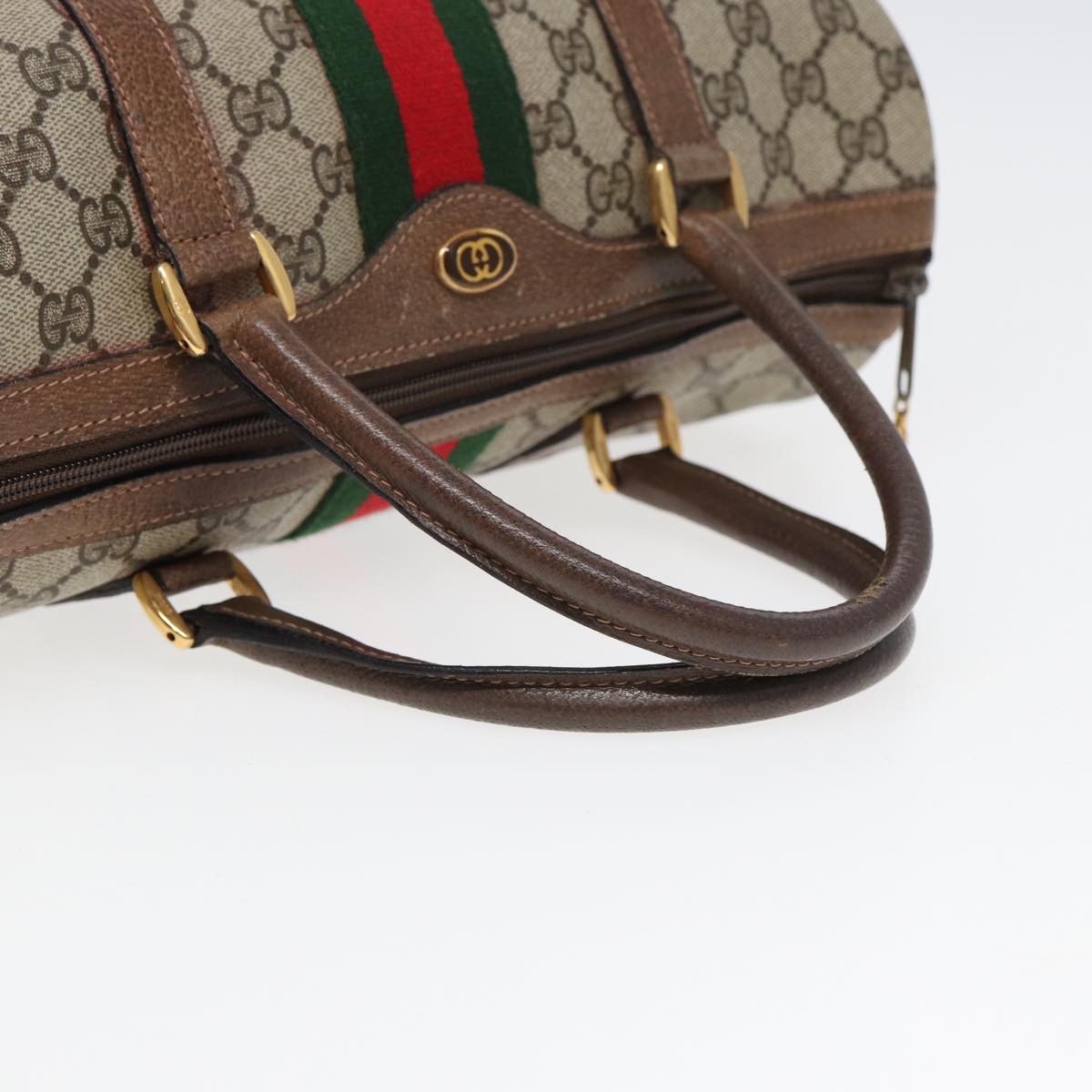 GUCCI GG Supreme Web Sherry Line Boston Bag PVC Beige 24 02 007 Auth yk13661