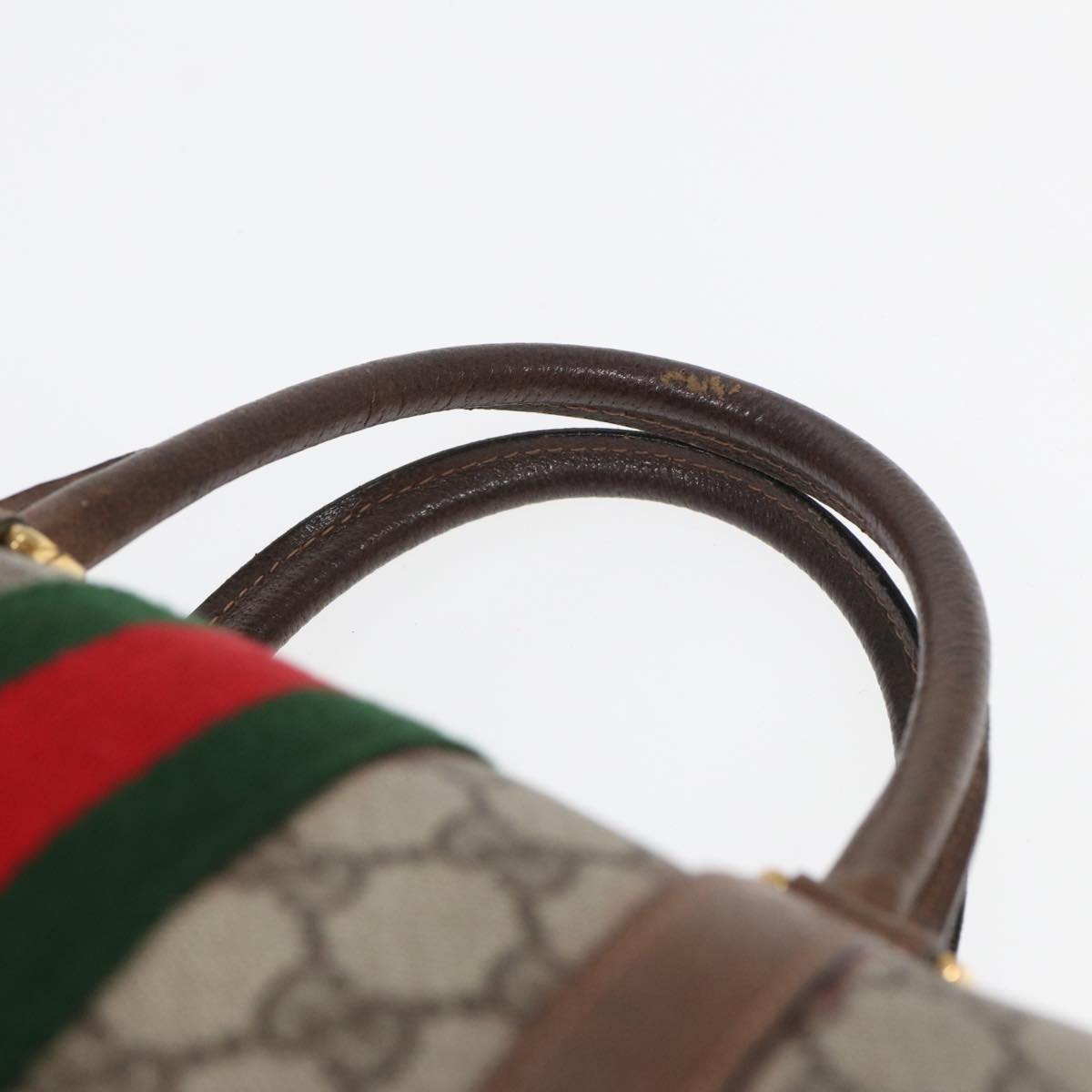 GUCCI GG Supreme Web Sherry Line Boston Bag PVC Beige 24 02 007 Auth yk13661