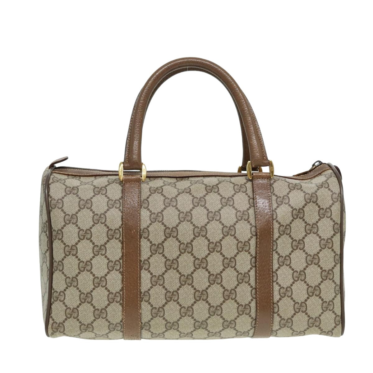 GUCCI GG Supreme Web Sherry Line Boston Bag PVC Beige 39 02 007 Auth yk13664