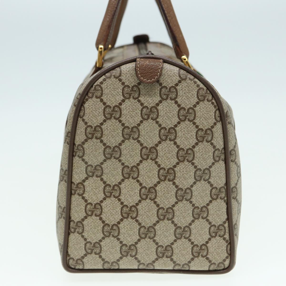 GUCCI GG Supreme Web Sherry Line Boston Bag PVC Beige 39 02 007 Auth yk13664