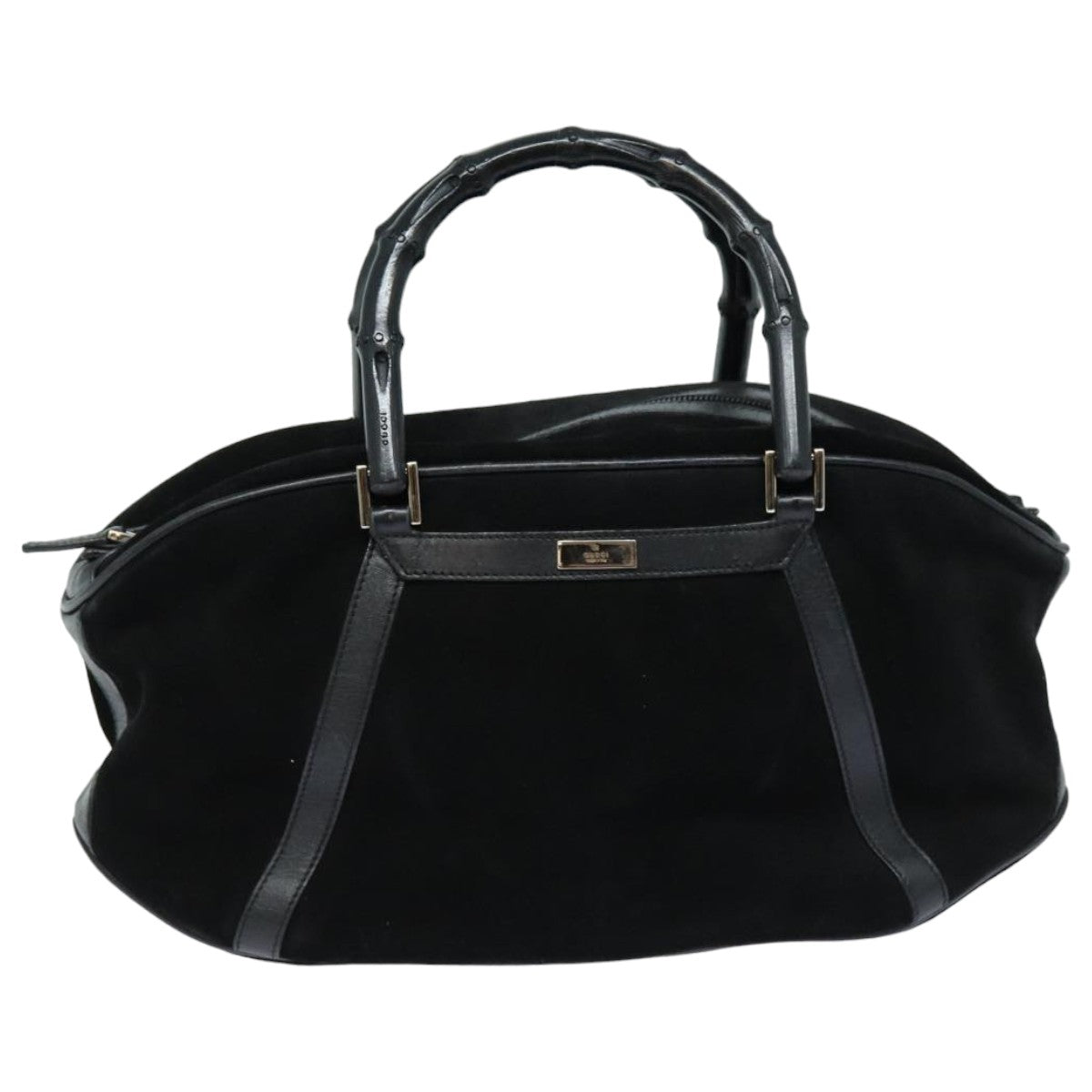 GUCCI Bamboo Hand Bag Suede Black 002 1084 200047 Auth yk13665