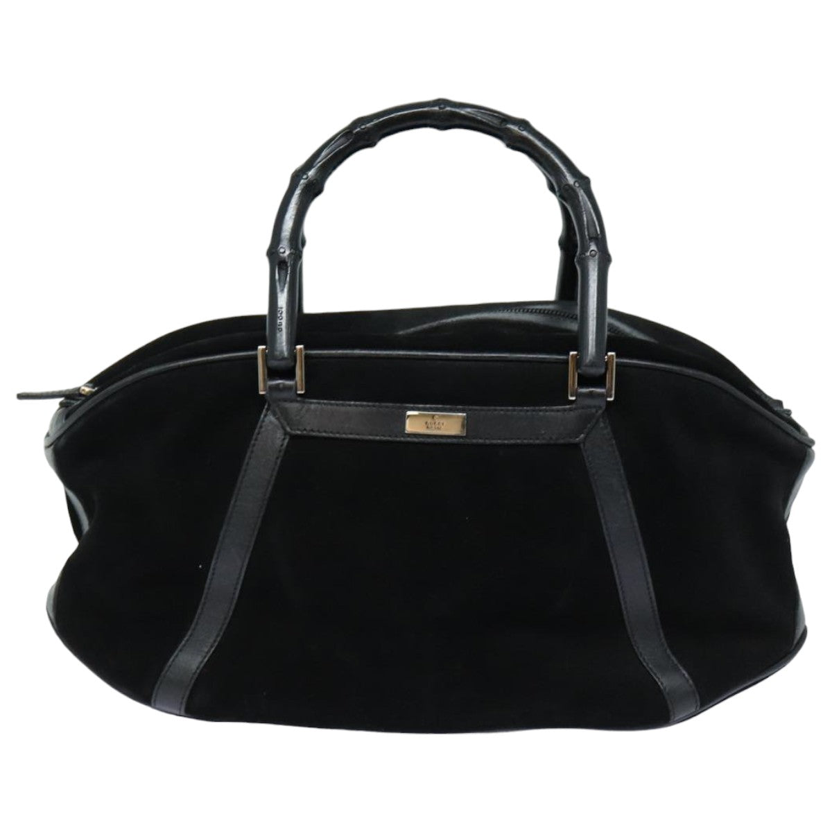 GUCCI Bamboo Hand Bag Suede Black 002 1084 200047 Auth yk13665