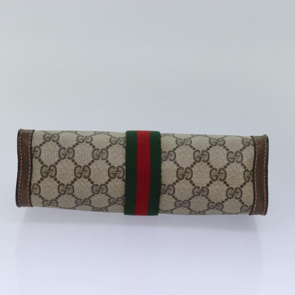 GUCCI GG Supreme Web Sherry Line Clutch Bag PVC Beige Red 89 01 001 Auth yk13667