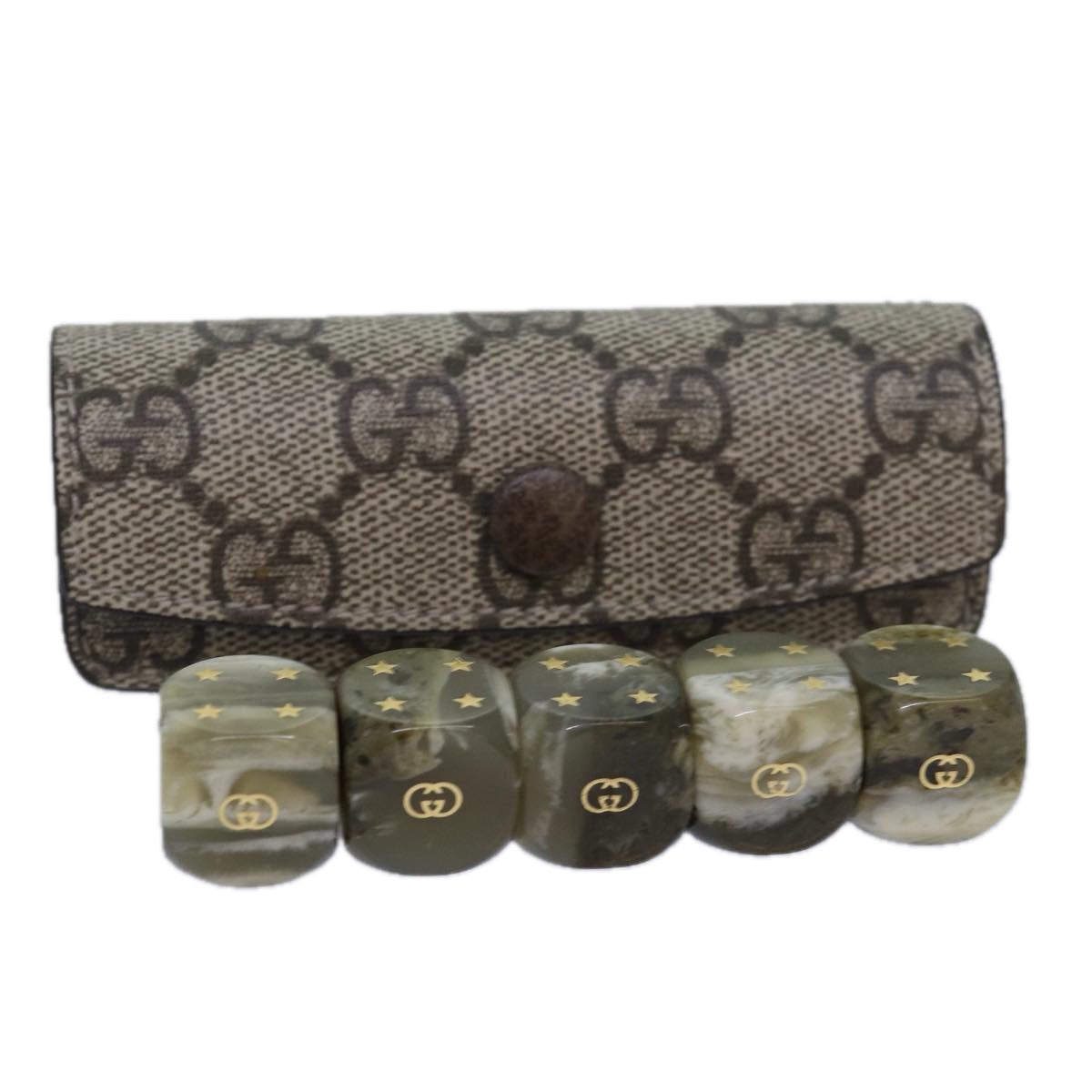 GUCCI GG Supreme Dice Set PVC Beige 662292 Auth yk13670A