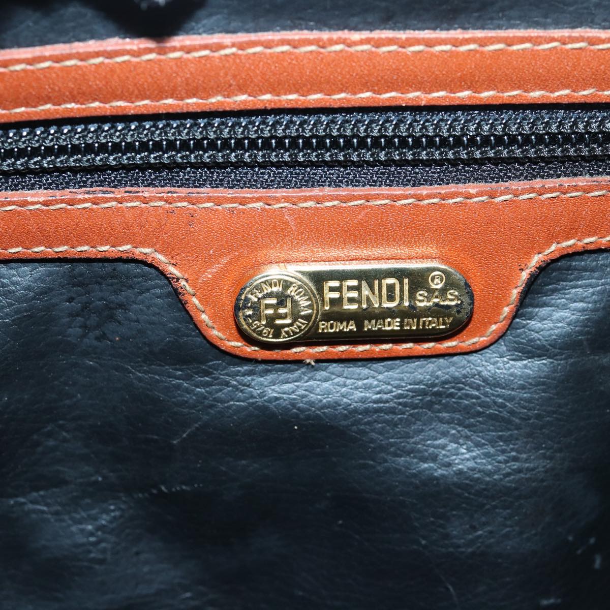 FENDI Pecan Canvas Boston Bag Brown Black Auth yk13671