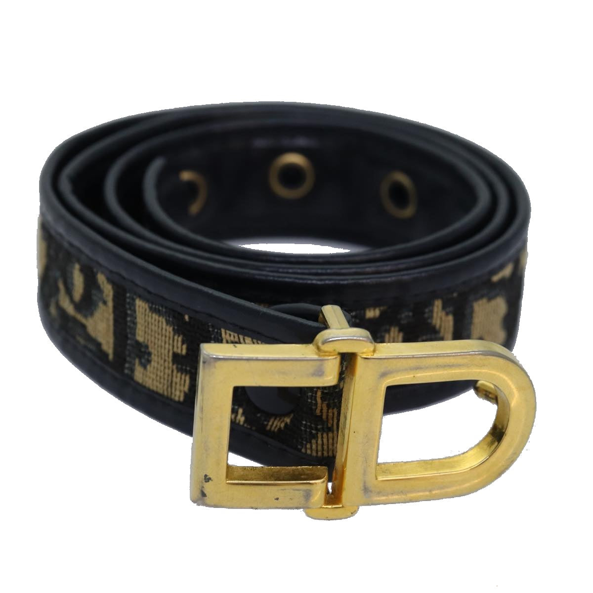 Christian Dior Trotter Canvas Belt 31.1"" Navy Auth yk13676