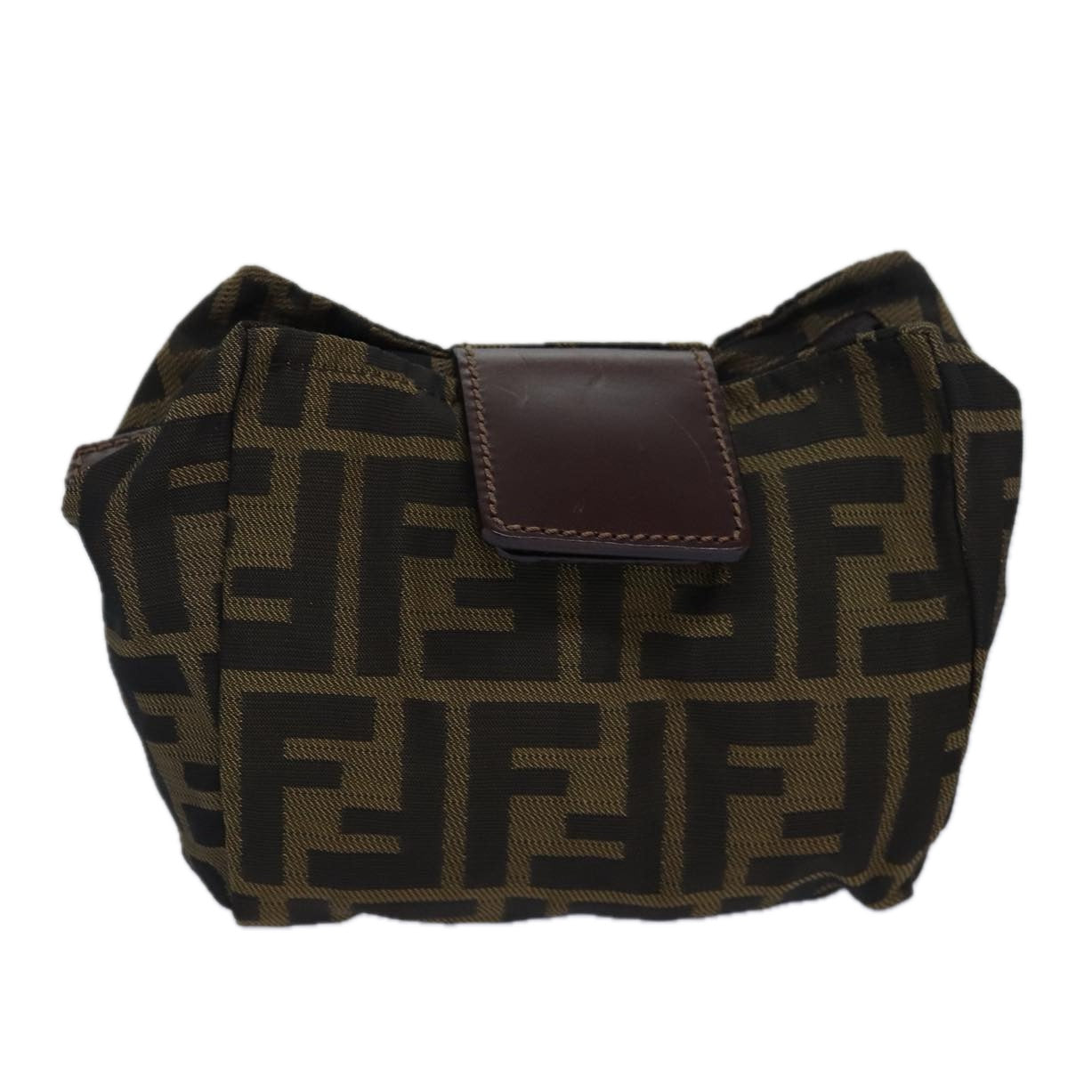 FENDI Zucca Canvas Pouch Black Brown Auth yk13677