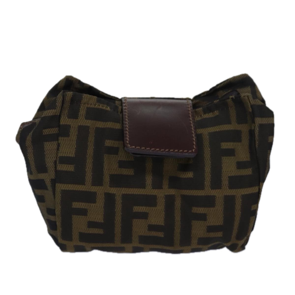 FENDI Zucca Canvas Pouch Black Brown Auth yk13677