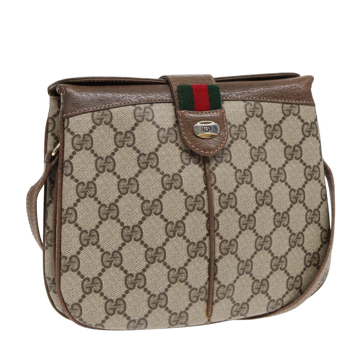 GUCCI GG Supreme Web Sherry Line Shoulder Bag PVC Beige 10 02 037 Auth yk13680