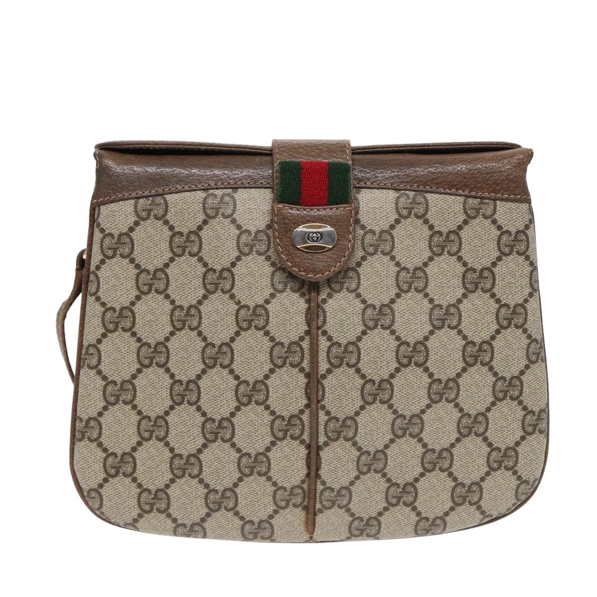 GUCCI GG Supreme Web Sherry Line Shoulder Bag PVC Beige 10 02 037 Auth yk13680