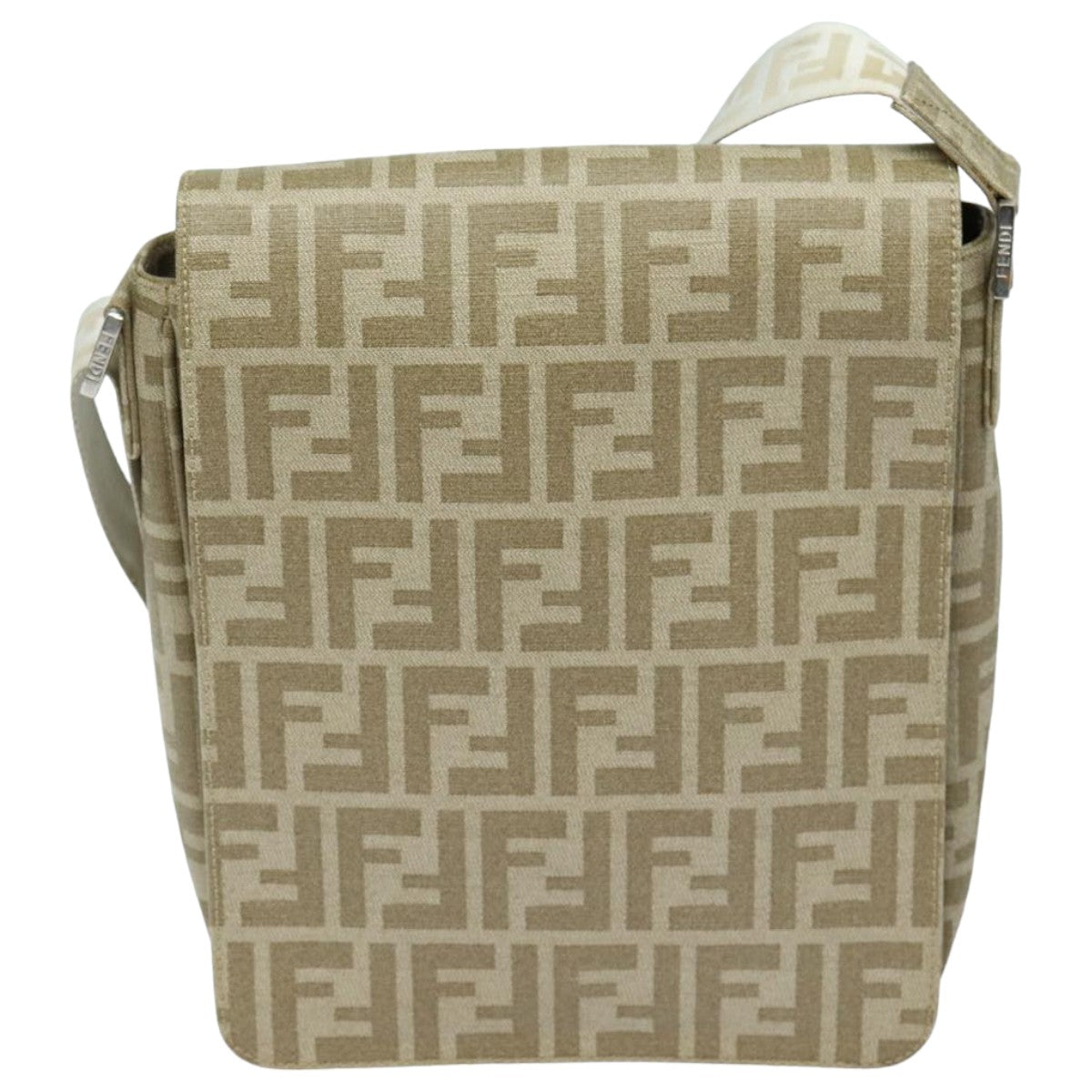 FENDI Zucca Canvas Shoulder Bag Beige Auth yk13683