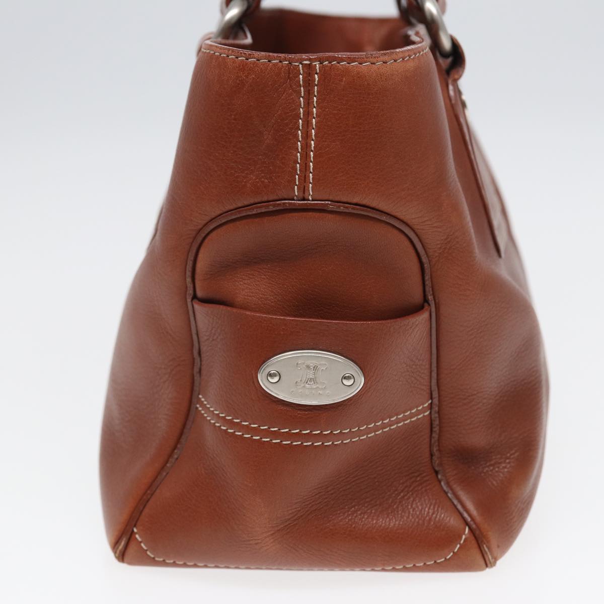 CELINE boogie Hand Bag Leather Brown Auth yk13685