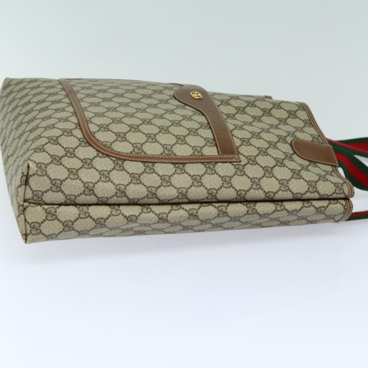 GUCCI GG Supreme Web Sherry Line Tote Bag PVC Beige 002 123 6487 Auth yk13692