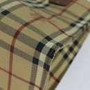 BURBERRY Nova Check Hand Bag PVC Leather Beige Auth yk13701-9