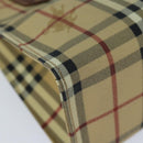 BURBERRY Nova Check Hand Bag PVC Leather Beige Auth yk13701-14