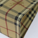 BURBERRY Nova Check Hand Bag PVC Leather Beige Auth yk13701-15