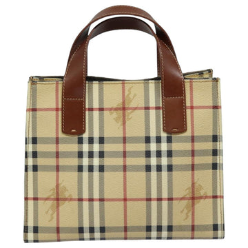 BURBERRY Nova Check Hand Bag PVC Leather Beige Auth yk13701 - 0