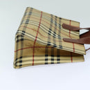 BURBERRY Nova Check Hand Bag PVC Leather Beige Auth yk13701-3