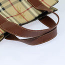 BURBERRY Nova Check Hand Bag PVC Leather Beige Auth yk13701-7