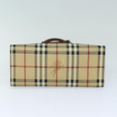 BURBERRY Nova Check Hand Bag PVC Leather Beige Auth yk13701-5