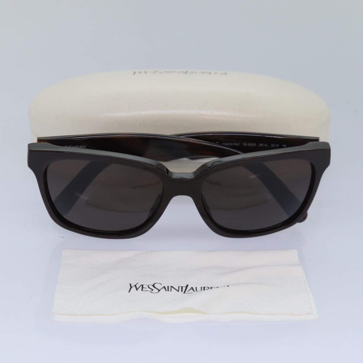 SAINT LAURENT Sunglasses Brown Auth yk13702