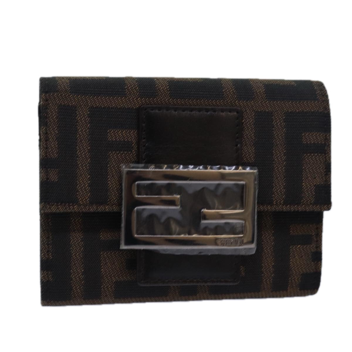 FENDI Zucca Canvas Wallet Black Brown Auth yk13705A