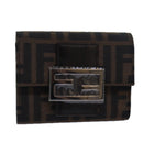 FENDI Zucca Canvas Wallet Black Brown Auth yk13705A-1