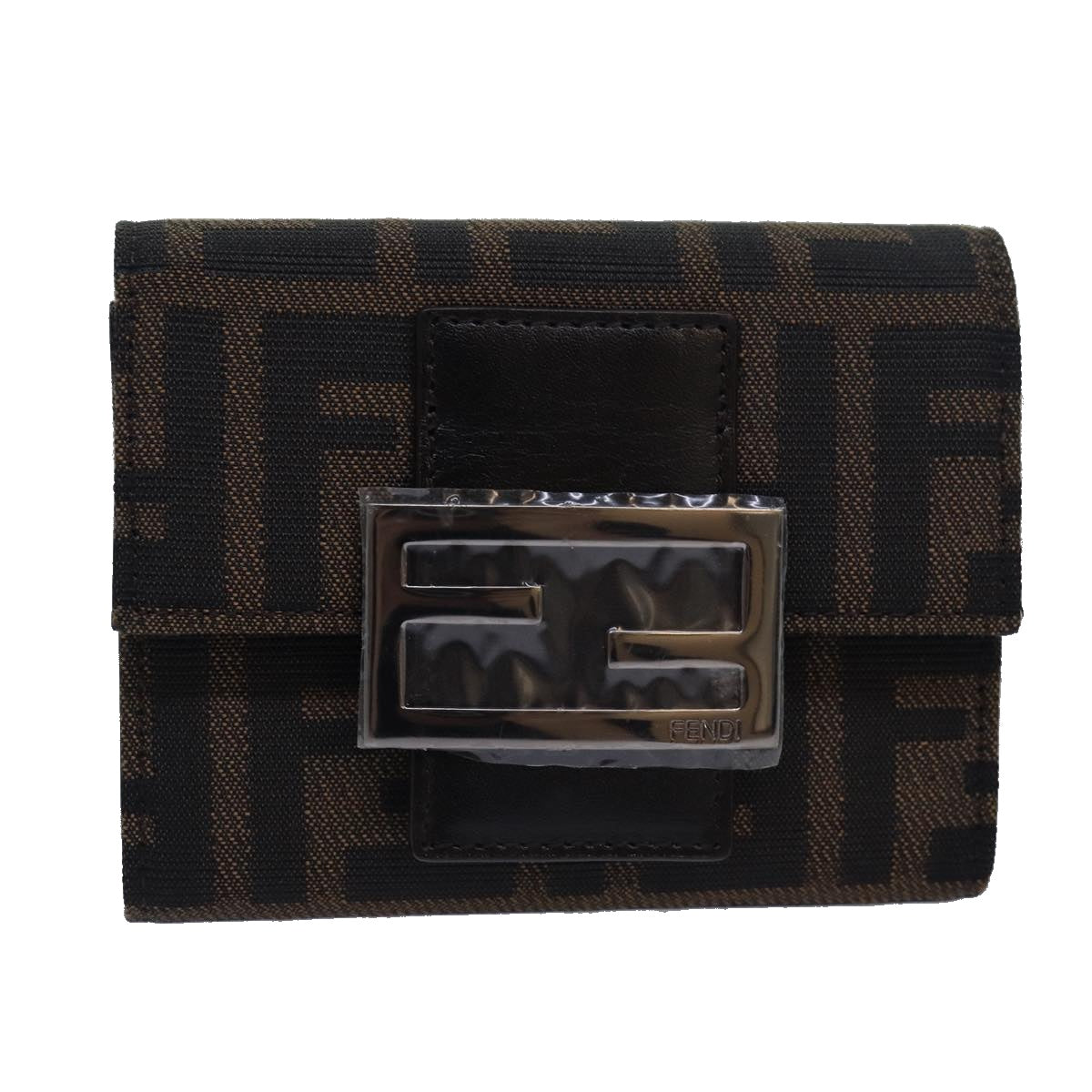 FENDI Zucca Canvas Wallet Black Brown Auth yk13705A