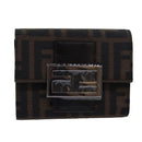 FENDI Zucca Canvas Wallet Black Brown Auth yk13705A-13