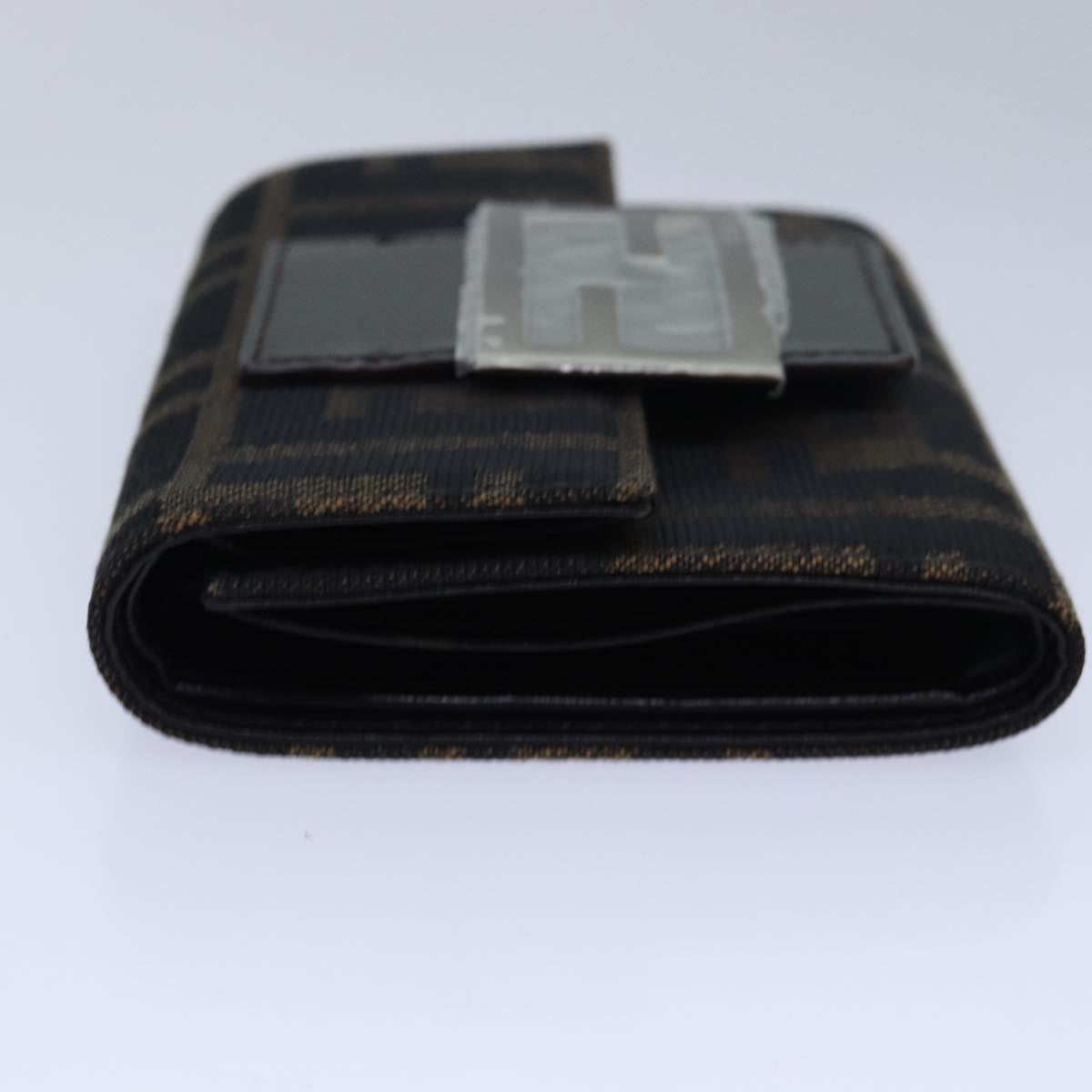 FENDI Zucca Canvas Wallet Black Brown Auth yk13705A