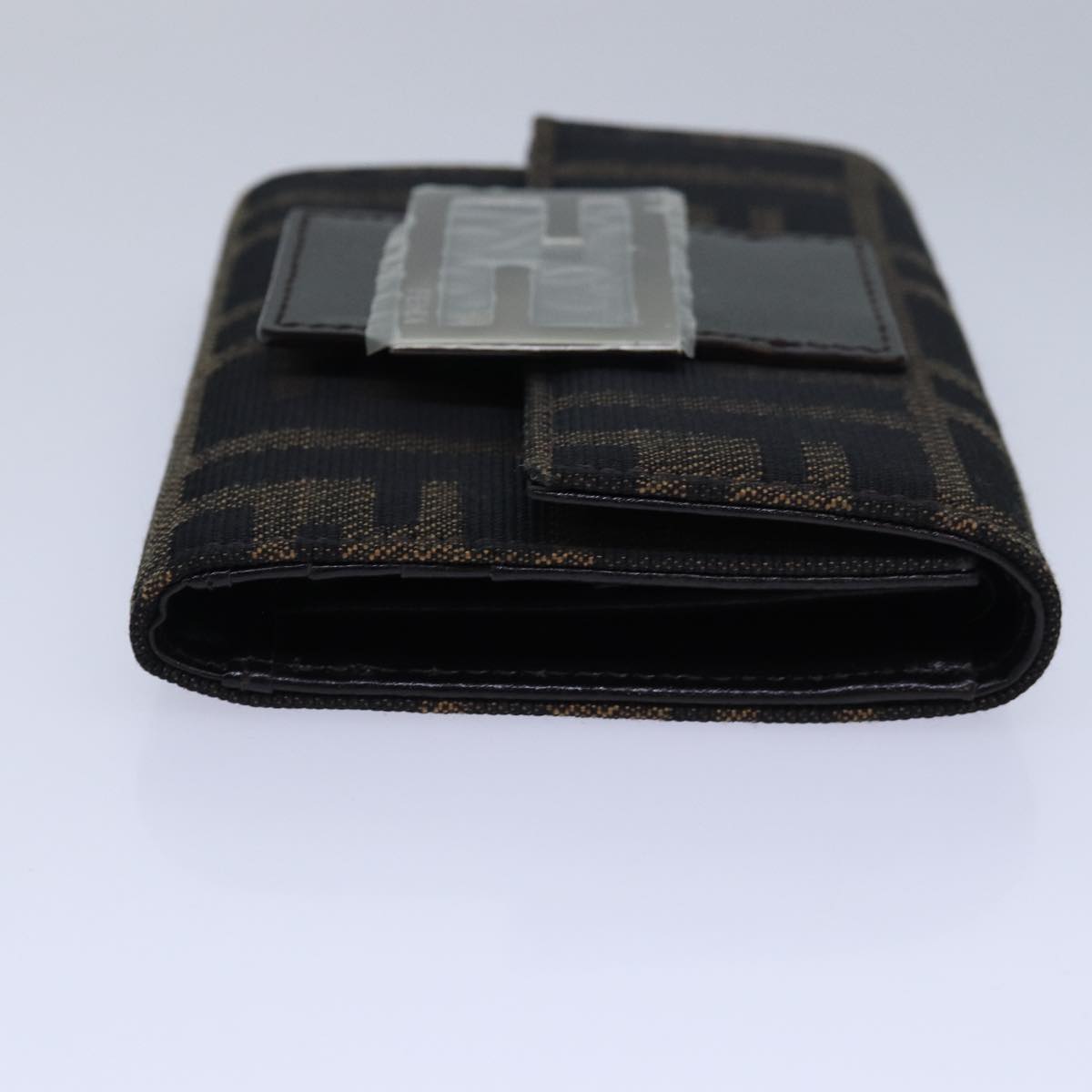 FENDI Zucca Canvas Wallet Black Brown Auth yk13705A