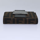 FENDI Zucca Canvas Wallet Black Brown Auth yk13705A-5