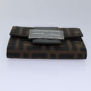 FENDI Zucca Canvas Wallet Black Brown Auth yk13705A-6