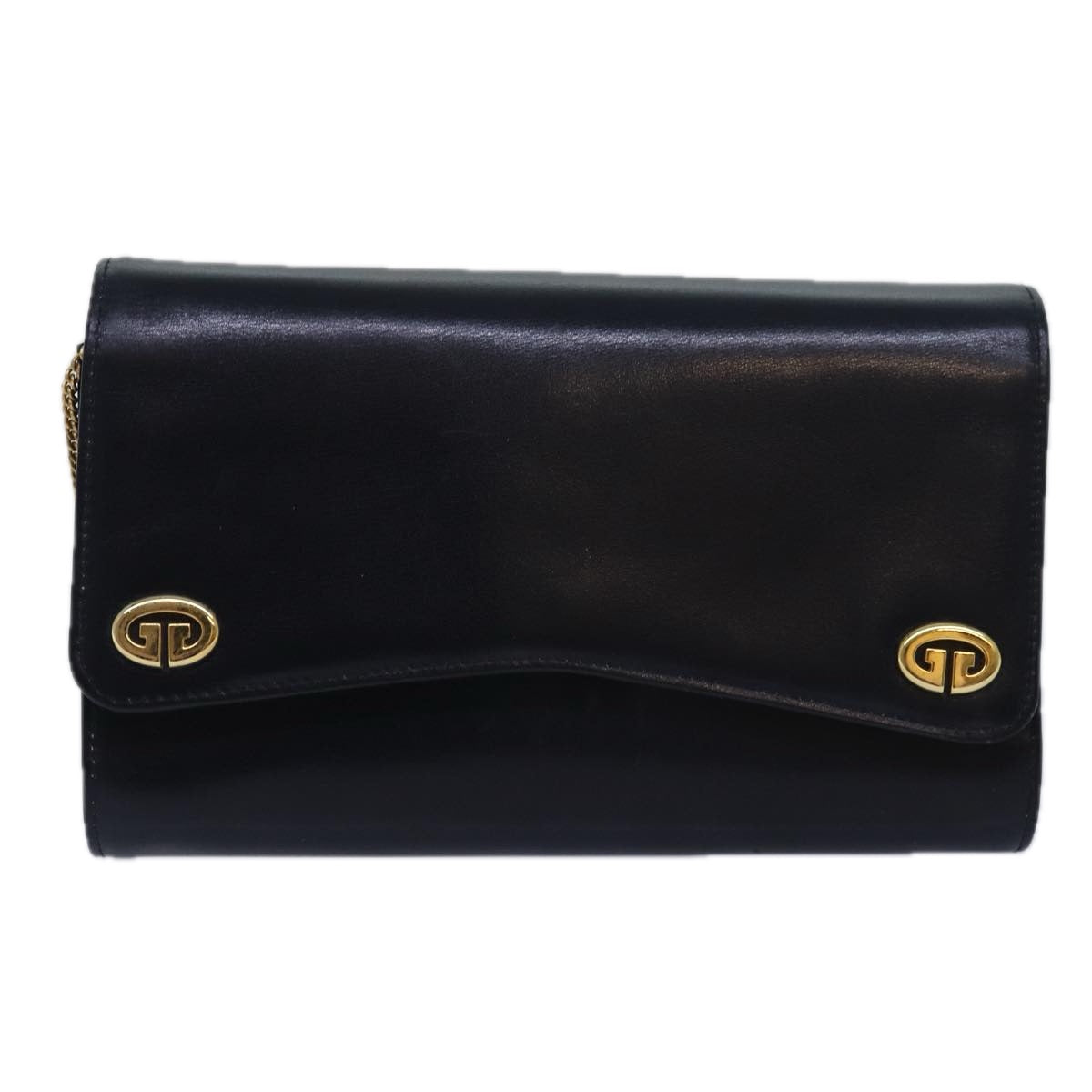 GUCCI Chain Hand Bag Leather Navy Auth yk13717 - 0